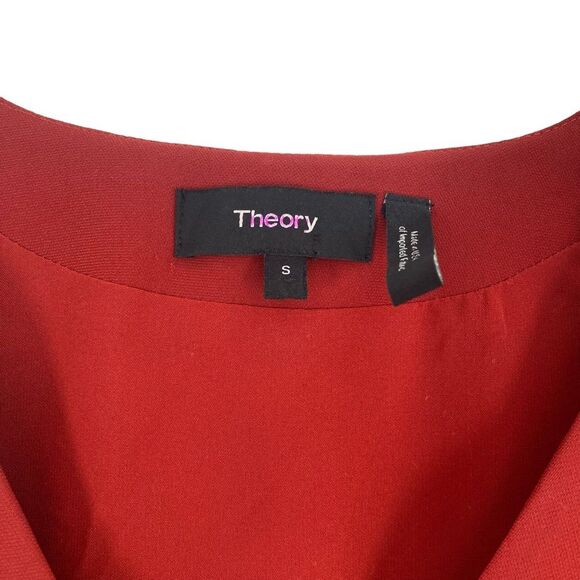 Theory Ulyssa Admiral Crepe Shift Dress Size S Brick Rust Red Bell Sleeve - Picture 3 of 12